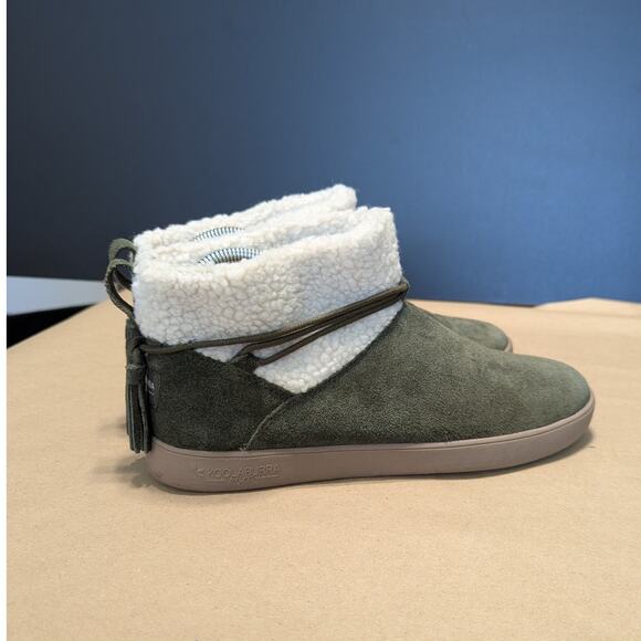 UGG Koolabura Isana Suede Shearling Boots Olive Green Booties Fur Trim Womens 8 - Picture 3 of 7